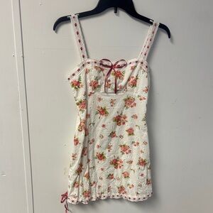 Floral White and Pink Dress